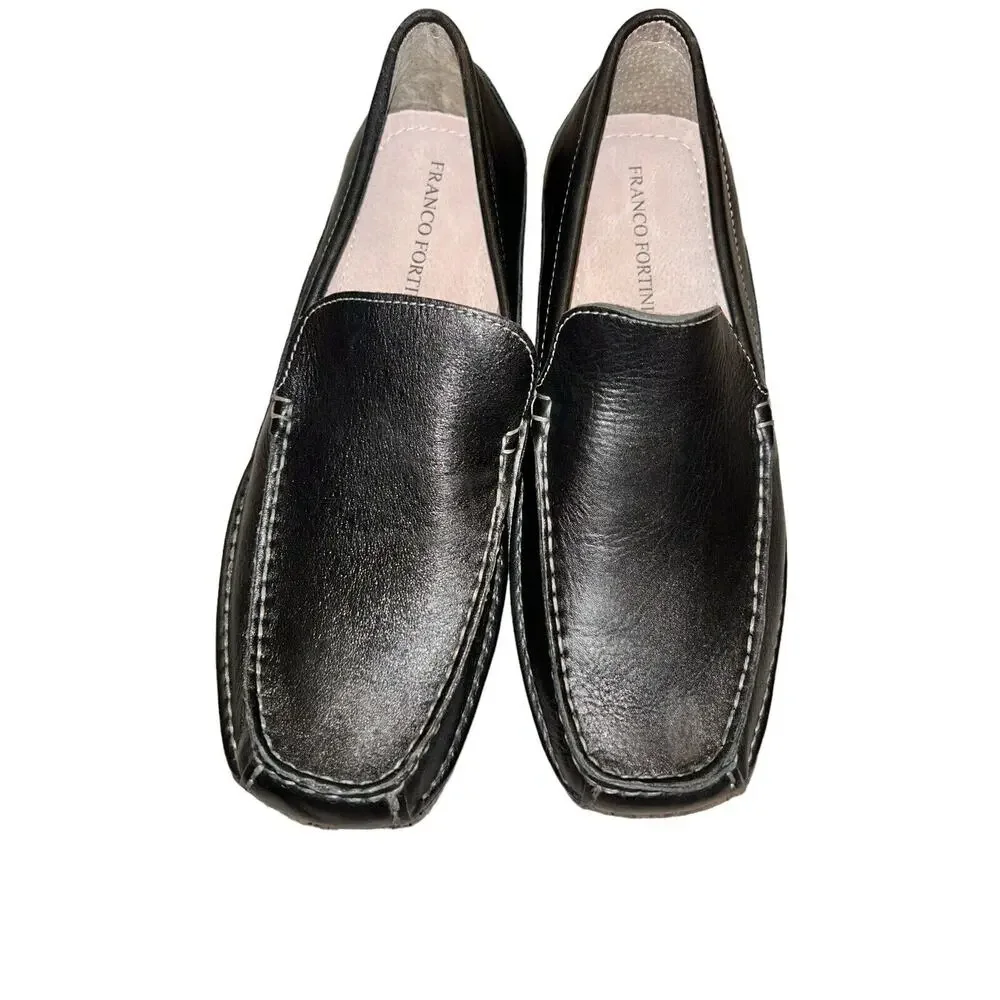 Franco‎ Fortini Max Men's Leather Slip On Black Shoes US Size 9 (310084)